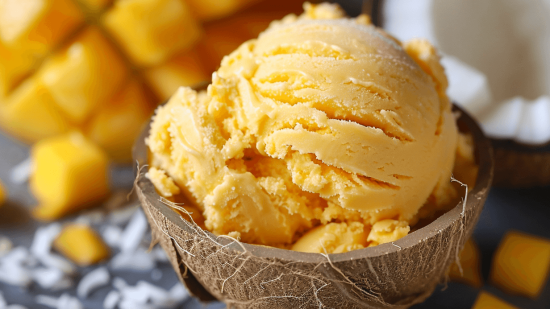 Helado de mango y coco