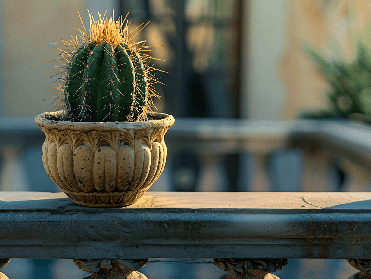 Un cactus con flor en una terraza