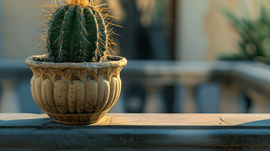Un cactus con flor en una terraza