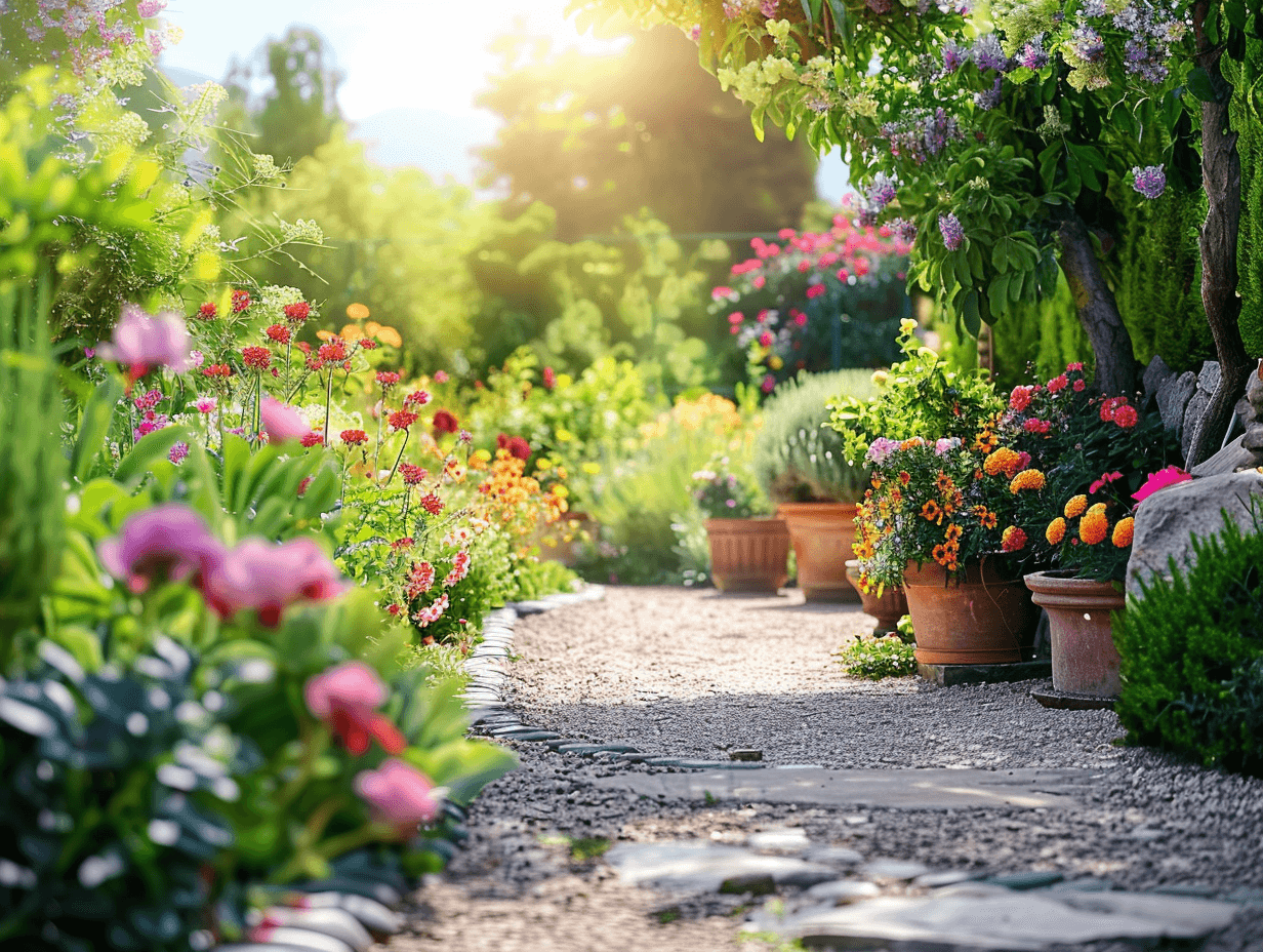 Un lustroso jardín exterior con plantas