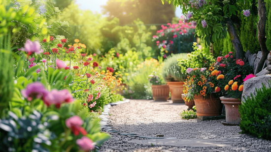 Un lustroso jardín exterior con plantas