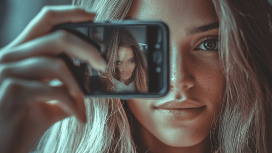 Una mujer, con su teléfono móvil