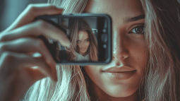 Una mujer, con su teléfono móvil