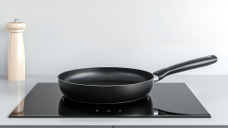 Una sartén sobre la placa de inducción