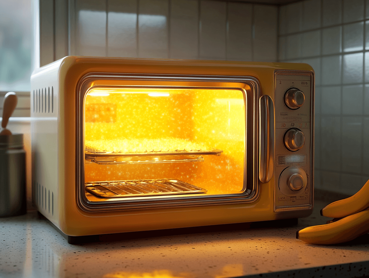 Un microondas encendido