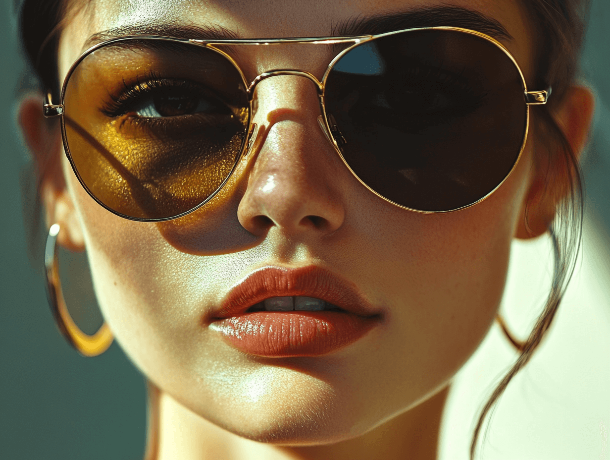 Primer plano de una mujer con gafas de sol grandes