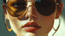 Primer plano de una mujer con gafas de sol grandes