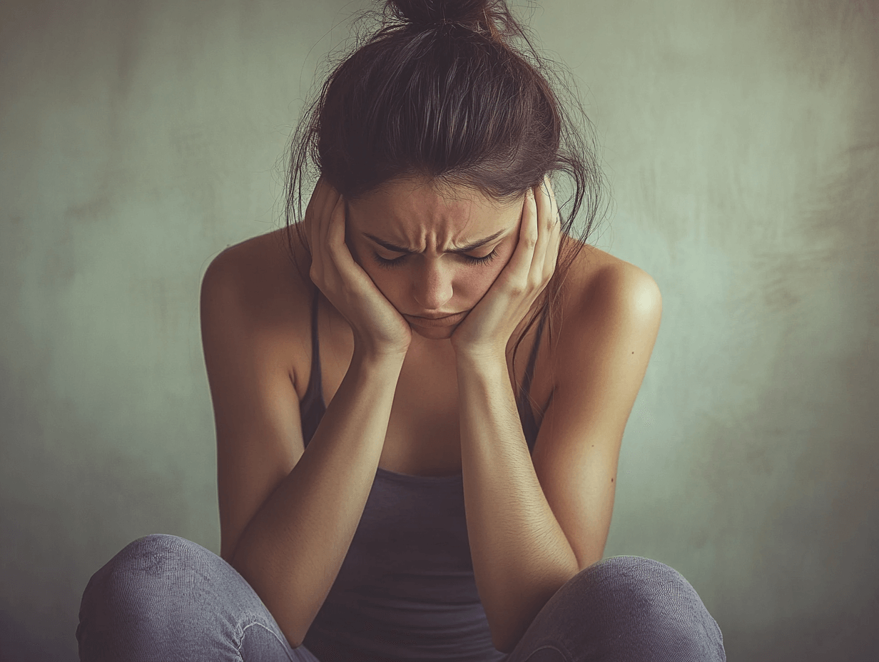 Una mujer se lleva las manos a la cara por el dolor