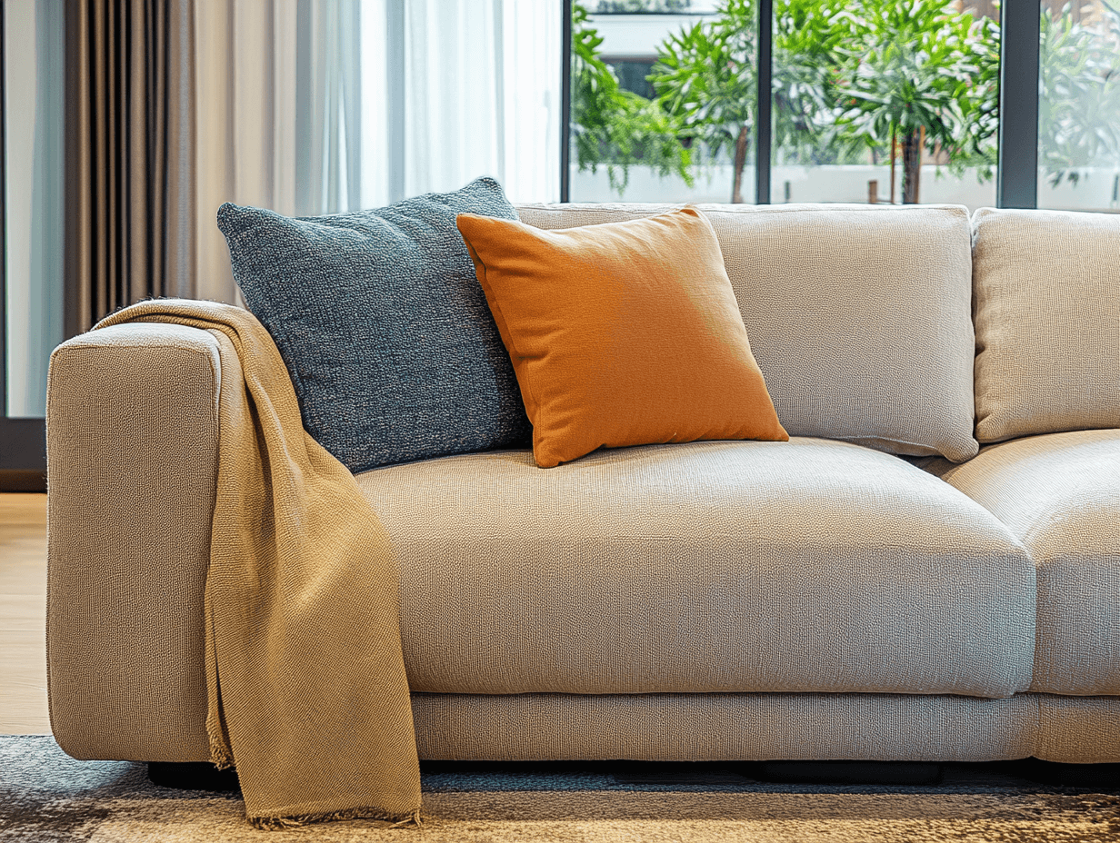 Un sofá de tela en un salón