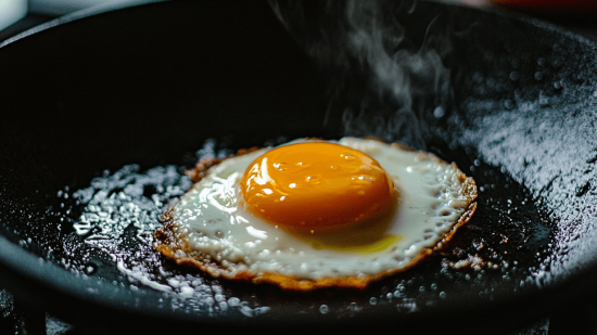 Un huevo frito en una sartén