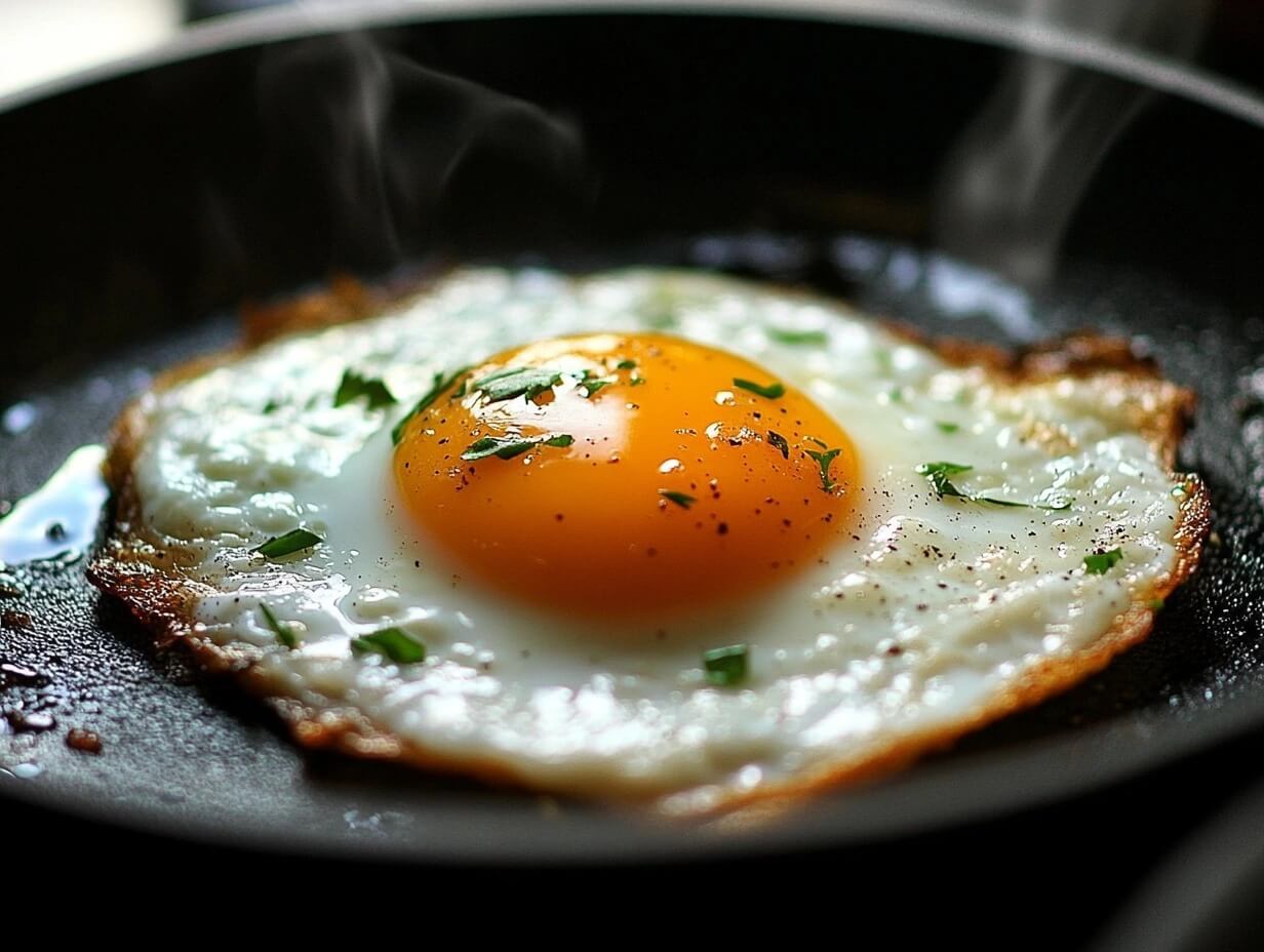 Huevo frito en una sartén