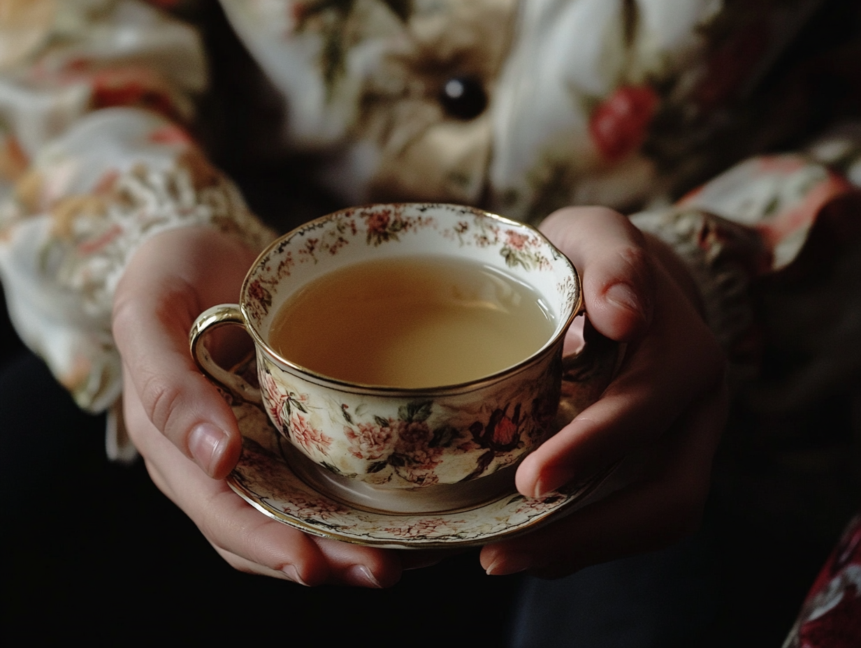 Una persona sostiene una taza de té