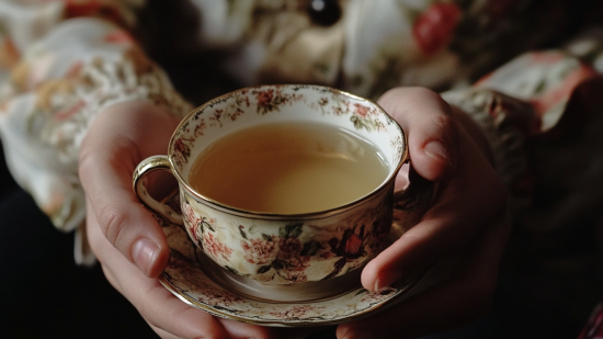 Una persona sostiene una taza de té