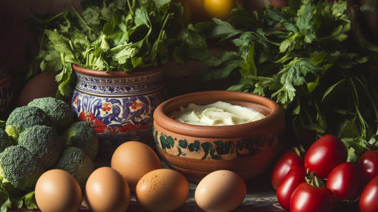 Bodegón de alimentos saludables