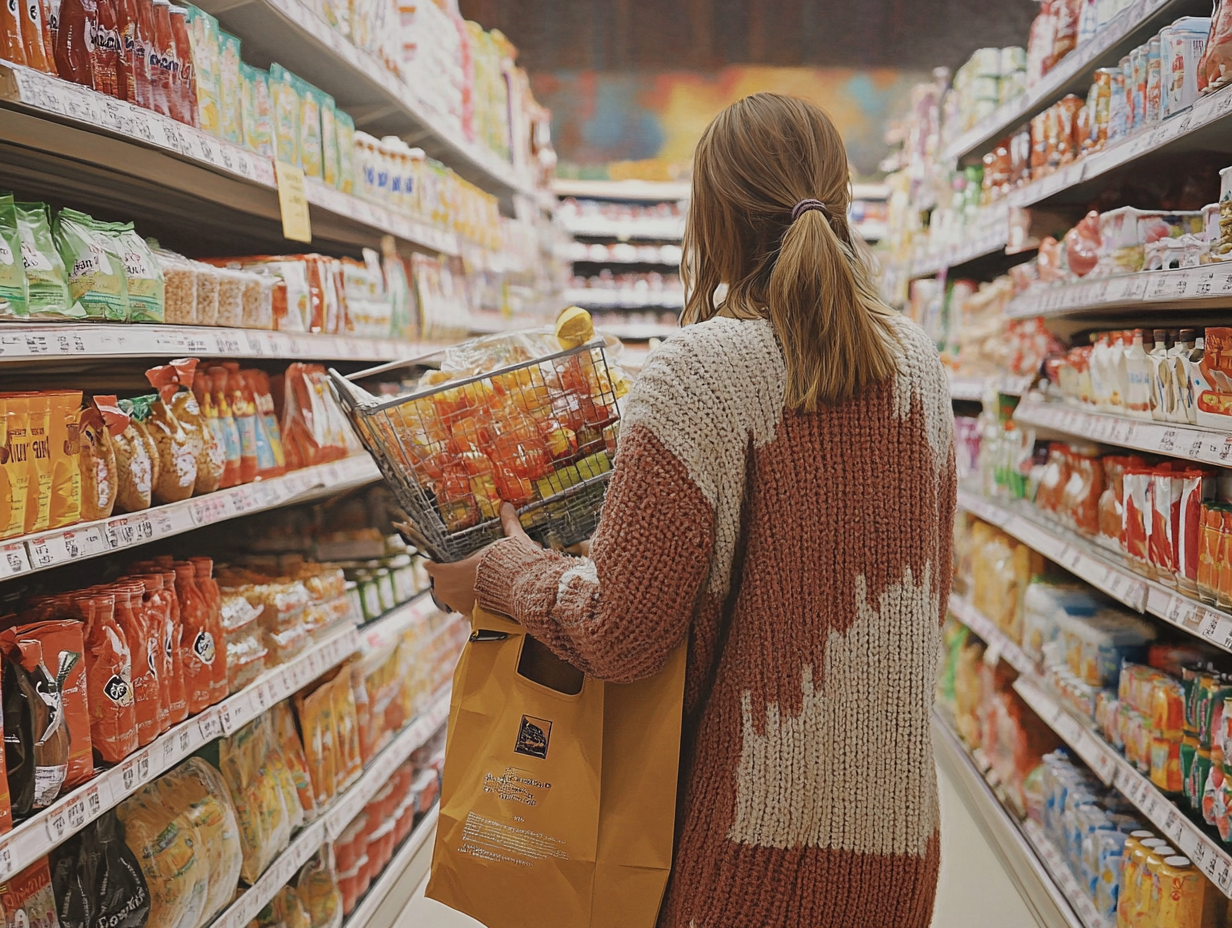 Una mujer comprando en un supermercado