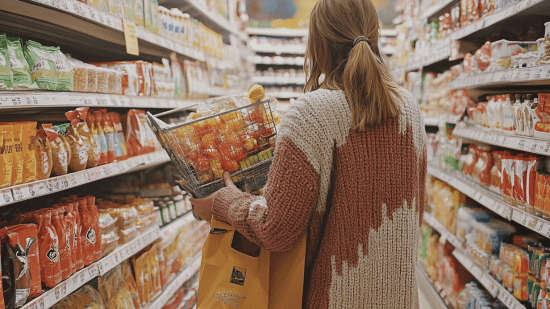 Una mujer comprando en un supermercado