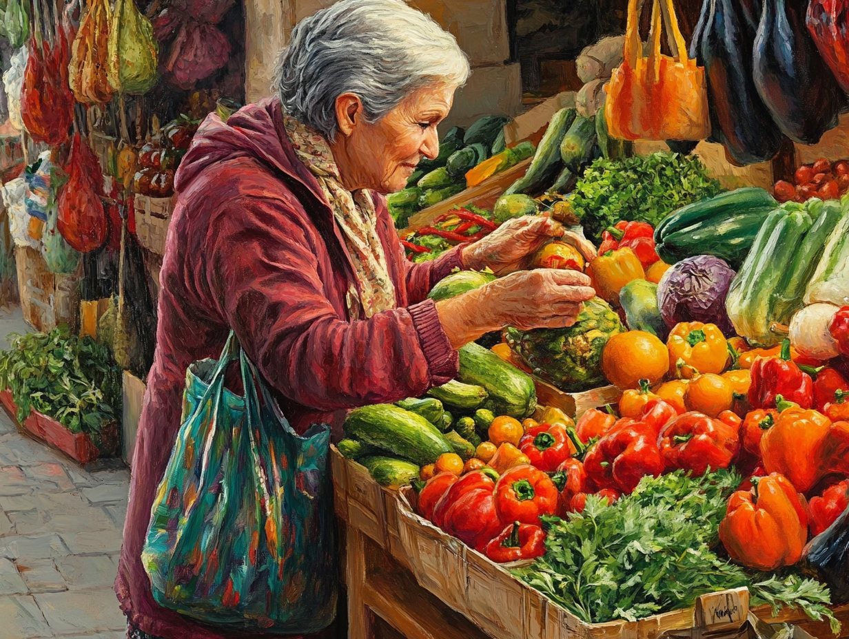 Una mujer haciendo la compra en el mercado