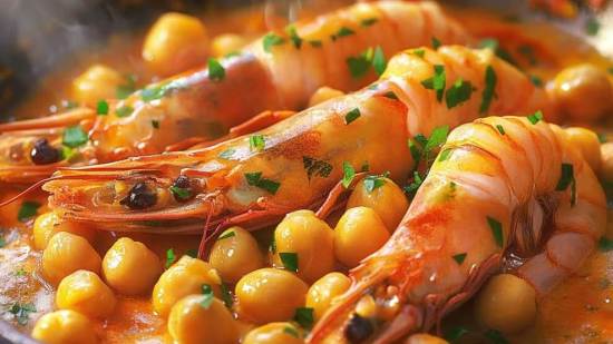 Garbanzos con langostinos - Paula Manso