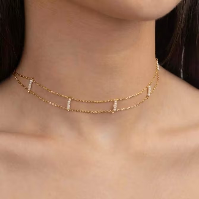 Choker doble de perlas - Cortesía de Makedoonia