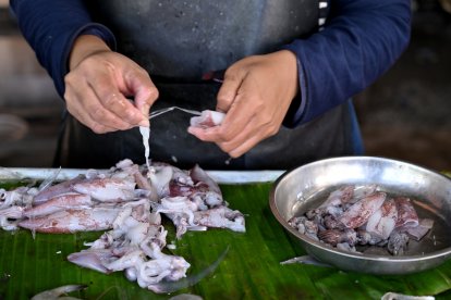 Limpia los calamares