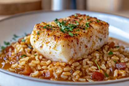 Arroz integral con bacalao