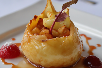 Peras rellenas con sorpresa de frutas